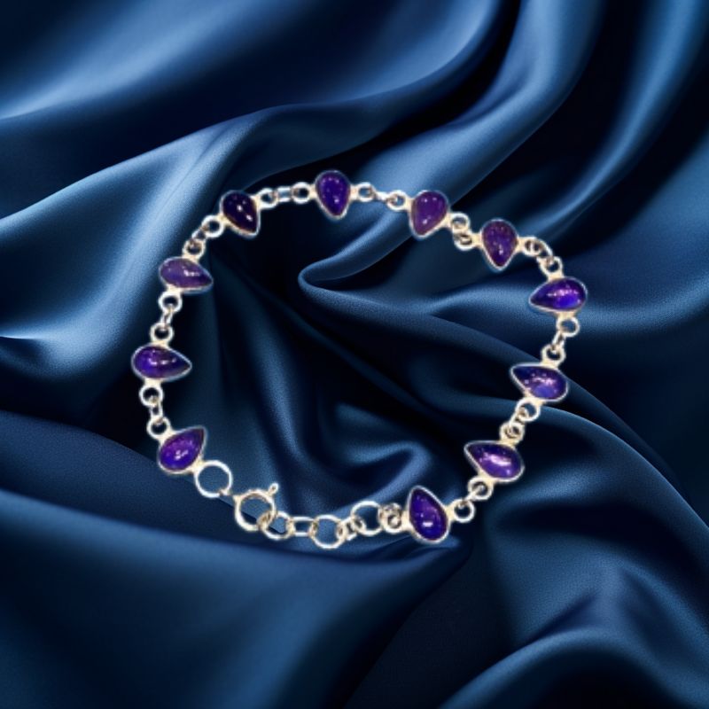Genuine 925 Silver Teardrop Amethyst Bracelet – Genuine 925 Silver | H E Phillips Ltd
